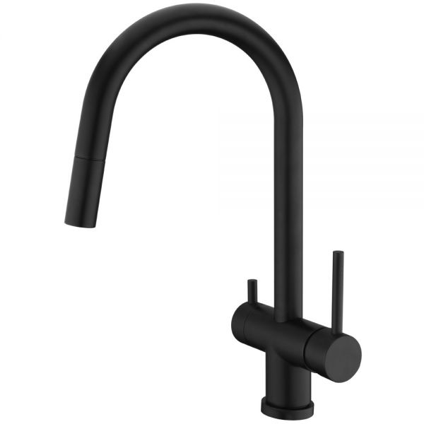 Clearwater Toledo Matt Black Filtered Water Pull Out Kitchen Sink Mixer Tap