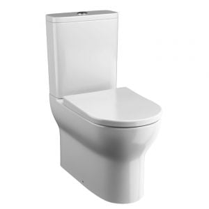 Tissino Nerola Rimless Close Coupled Toilet Pan, Cistern and Wrapover Seat with Brushed Brass Fixings