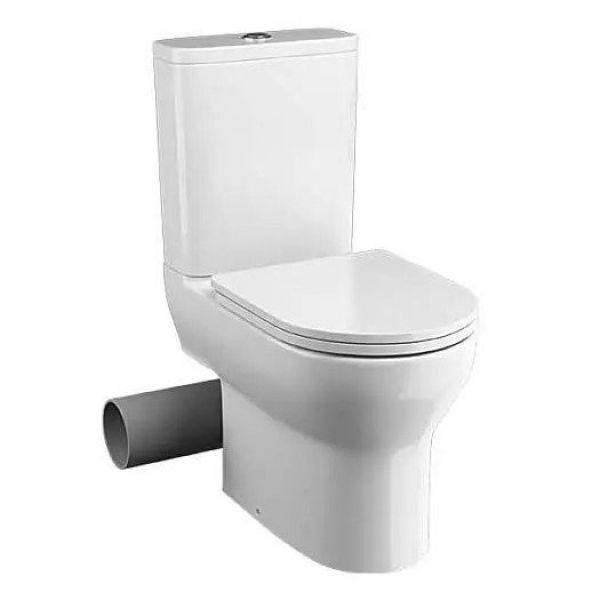 Tissino Nerola Left Handed Rimless Close Coupled Toilet Pan, Cistern and Slimline Seat with Matt Black Fixings