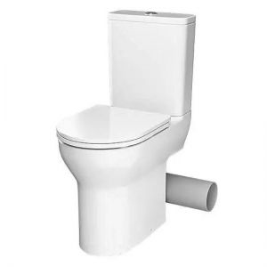 Tissino Nerola Right Handed Rimless Comfort Height Close Coupled Toilet Pan, Cistern and Slimline Seat with Brushed Brass Fixings