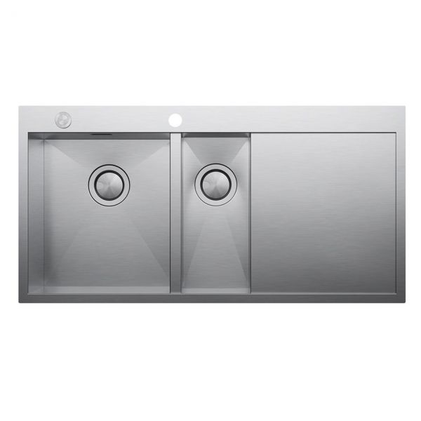 Clearwater Zenith 1.5 Bowl Inset Stainless Steel Kitchen Sink with Right Hand Drainer 1000 x 510