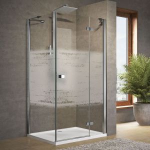 Novellini Brera G+F Hinged 1700 Chrome Right Hand Shower Door with Fixed Inline Panel
