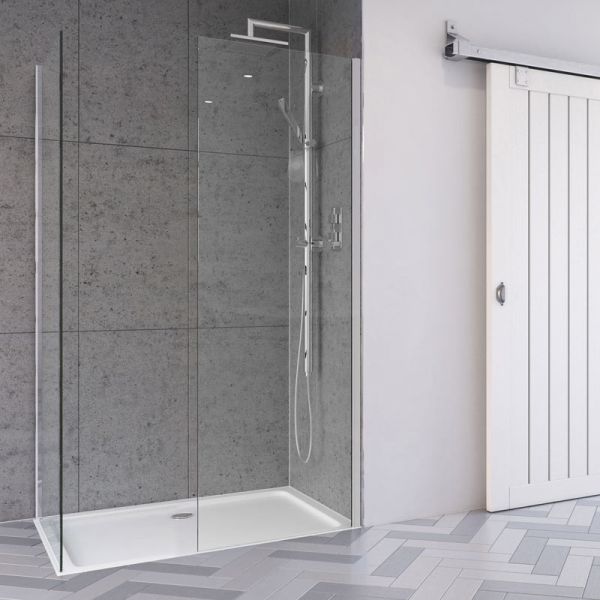 Aqata Design Solutions Matt Black DS405 1600 x 800 Wetroom Corner Shower Enclosure