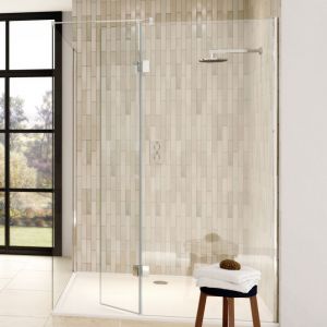 Aqata Design Solutions DS447 1400 x 900 Walk In Shower Enclosure with Hinged 350 Deflector Panel