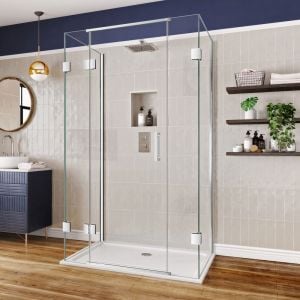 Aqata Design Solutions DS476 Hinged Door and Inline Panels Three Sided Shower Enclosure