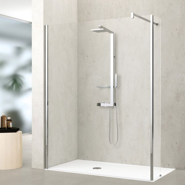 Novellini Kuadra H6 1200 Wetroom Shower Panel with Fixed Deflector Panel
