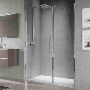 Novellini Young Plus G+F 1600 BLACK Hinged Shower Door with Inline Panel