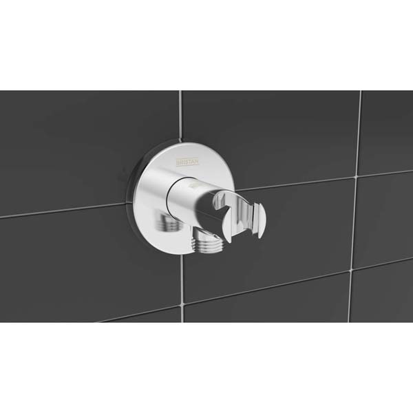 Bristan Round Wall Outlet with Handset Holder Chrome C WORD02 C #3