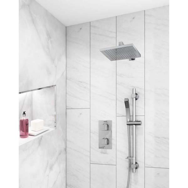 Bristan Cobalt Chrome 2 Outlet Shower Pack with Overhead Shower and Riser Rail Kit #3
