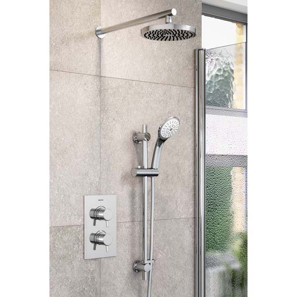 Bristan Prism Chrome 2 Outlet Shower Pack with Overhead Shower and Riser Rail Kit #3