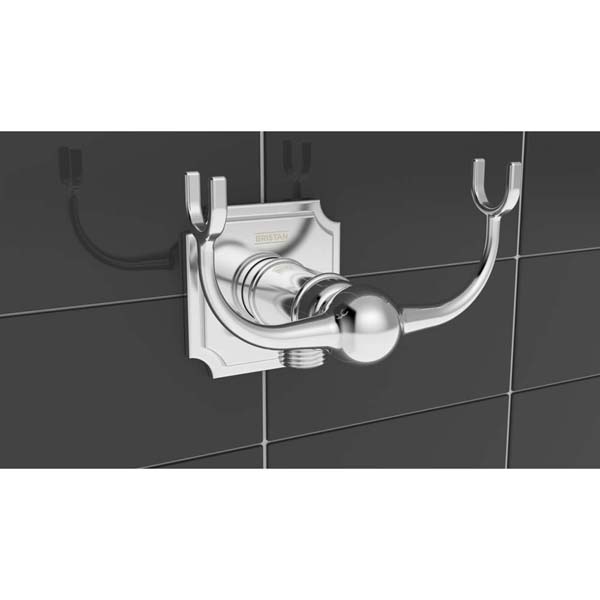 Bristan Traditional Square Wall Outlet with Cradle Handset Holder Chrome TD WOSQCD05 C #3