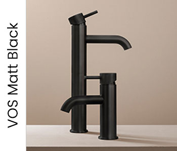 JTP VOS Matt Black Bathroom Taps