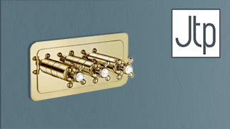 Just Taps Plus Grosvenor Cross Antique Brass Showers