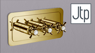 Just Taps Plus Grosvenor Pinch Antique Brass Showers