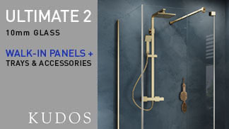 Kudos Ultimate2 Brushed Brass 10mm Wet Room Panels