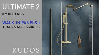 Kudos Ultimate2 Brushed Brass 8mm Wet Room Panels