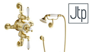Just Taps Plus Grosvenor Lever Brushed Brass Showers