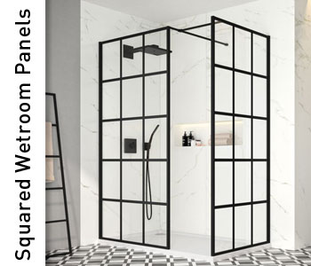 Merlyn Black Square Patterned Wetroom Shower Panels