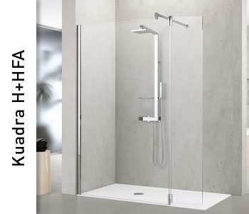 Novellini Kuadra H+HFA Wetroom Shower Screens with Hinged Deflector