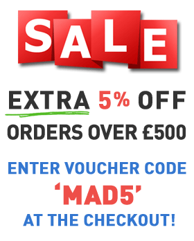 Sale - Extra 5 percent off orders over 500GBP with code MAD5
