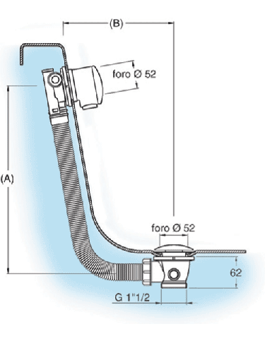 Crosswater Bath Click Clack Waste Dimension