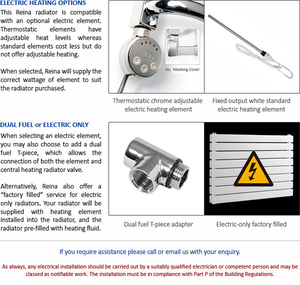 Reina Radiator Electric Element Options