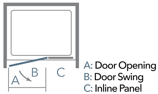 Merlyn 8 Series Frameless Hinged Door and Inline Panel Dimensions