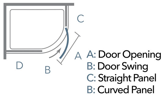 Merlyn 8 Series Frameless Quadrant Dimensions