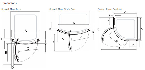 Kudos Original 900mm Bowed Pivot Shower Door 3bpd90s