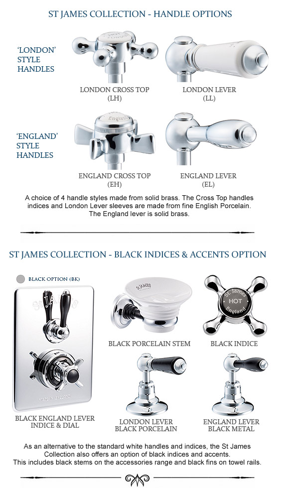 St James Collection handle and colour options