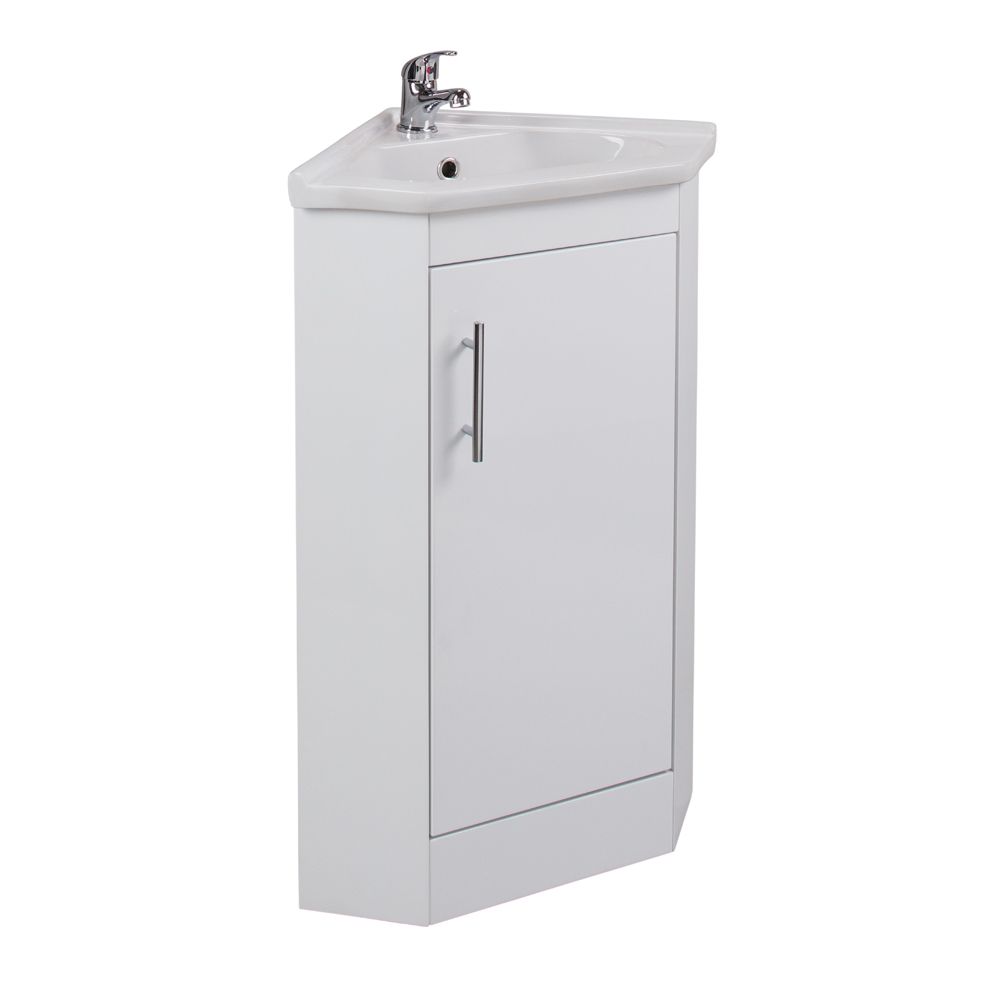 Cassellie Kass White Corner Vanity Unit with Basin KASK007 ...