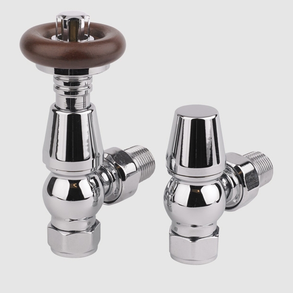 MHS Kentwell 15mm Angled Thermostatic Radiator Valves in Chrome ...
