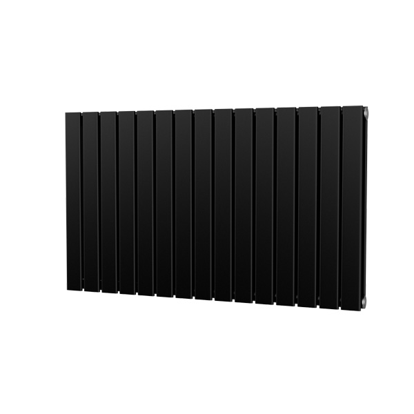Riviera Black Plano Flat Tube Designer Radiator Double Sided 600 x