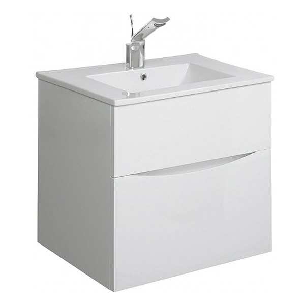 Crosswater Glide II 50 Two Drawer White Gloss Vanity Unit PLUS CERAMIC Basin GL5000DWG+ DE0002SCW