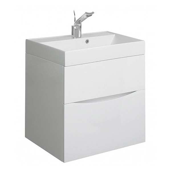 Crosswater Glide II 50 Two Drawer White Gloss Vanity Unit PLUS White Mineral Marble Basin GL5000DWG+ DE0002SRW