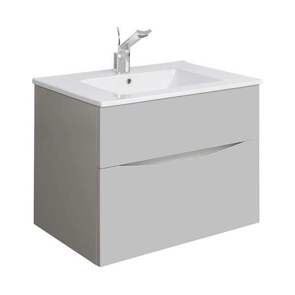 Crosswater Glide II 70 Two Drawer Storm Grey Vanity Unit PLUS CERAMIC Basin GL7000DSG+ DE0003SCW