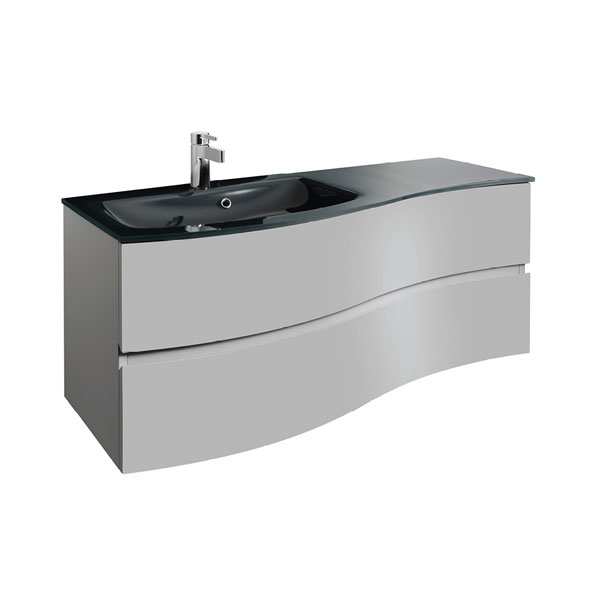 Bauhaus Svelte 120 Two Drawer Storm Grey Vanity Unit Plus Black Charcoal Glass Basin Se1200dsg Se1211scg