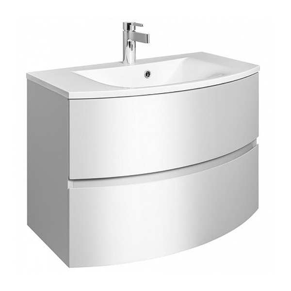 Bauhaus Svelte 80 Two Drawer White Gloss Vanity Unit Plus Durocoat Mineral Marble Basin Se8000dwg Se0811srw