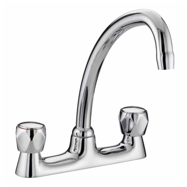Bristan Club Budget Deck Kitchen Mixer Tap Chrome Plated With Metal Heads VAC BDSM C MT