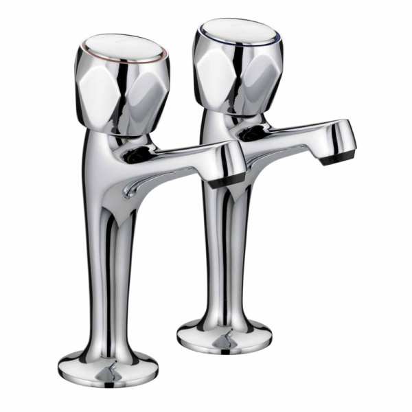 Bristan Club High Neck Pillar Kitchen Taps Chrome Plated With Metal Heads VAC HNK C MT