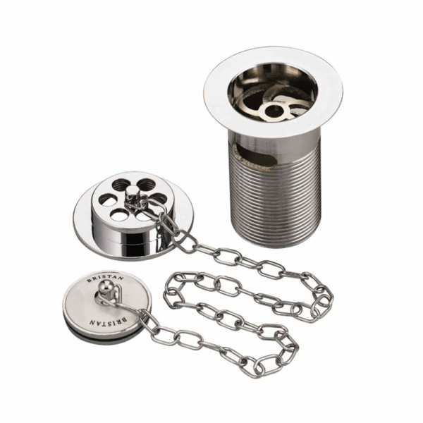 Bristan Traditional Bath Waste with Plug Chrome Plated Slotted W BATH01 C