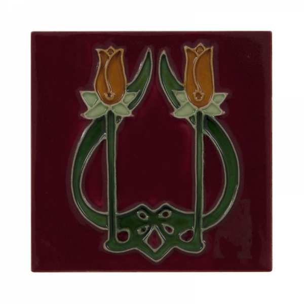 Carron Set of 10 Orange Tulip on Red Tiles LGC085