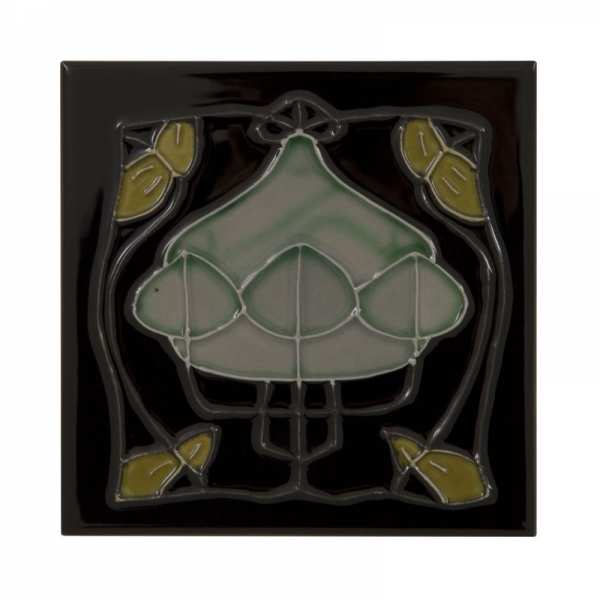 Carron Set of 10 Blue Flower on Dark Green tiles LGC090
