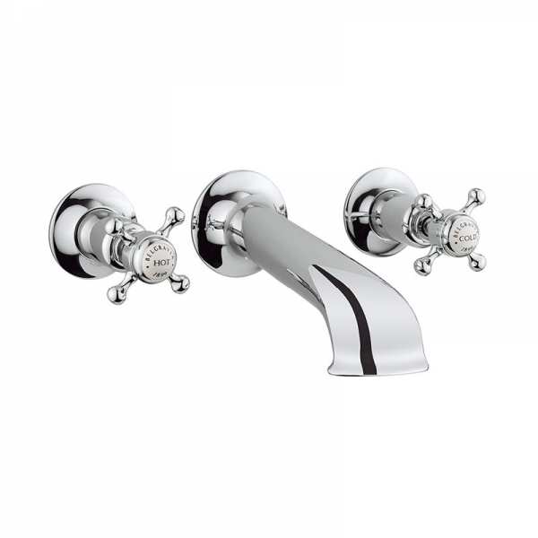 Crosswater Belgravia Crosshead Wall Stop Taps With Bath Spout BL0370WC BL350WC