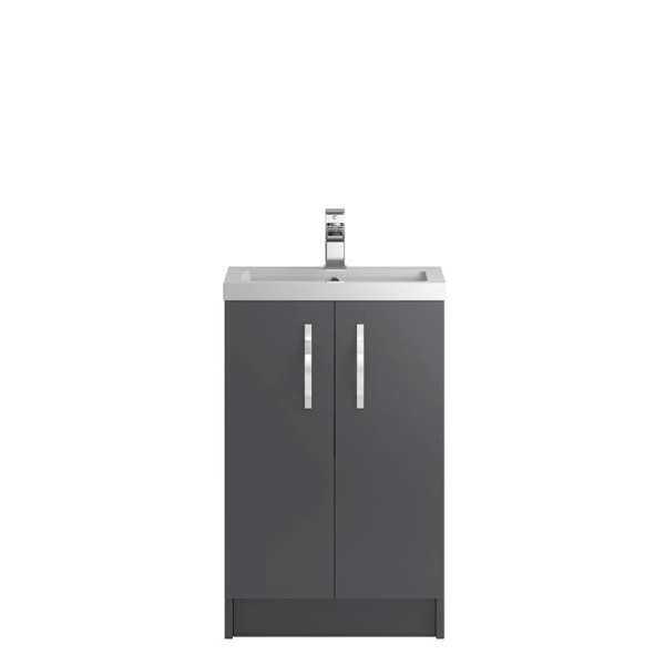 Hudson Reed Apollo Grey Gloss Floor Standing 500mm Cabinet and Basin APL424