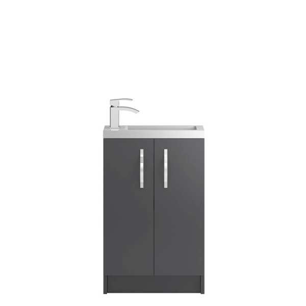 Hudson Reed Apollo Compact Grey Gloss Floor Standing 500mm Cabinet and Basin APL424C