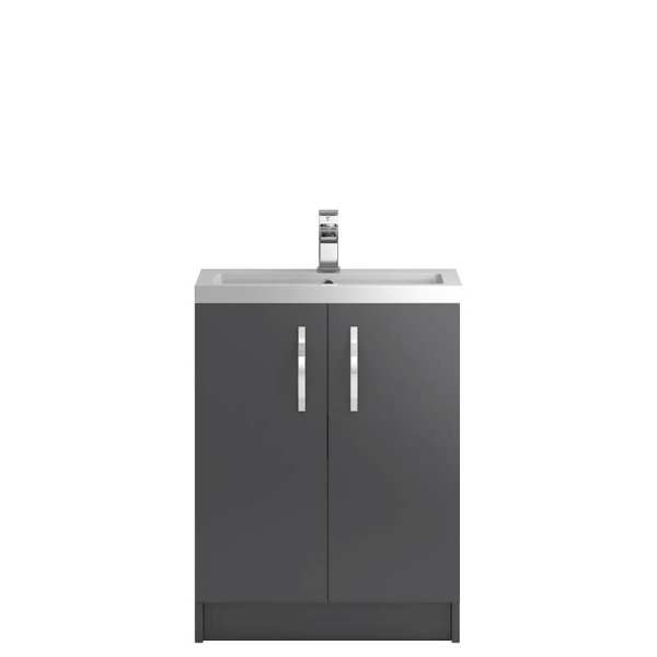Hudson Reed Apollo Grey Gloss Floor Standing 600mm Cabinet and Basin APL426