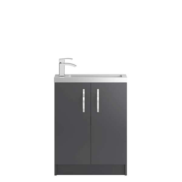 Hudson Reed Apollo Compact Grey Gloss Floor Standing 600mm Cabinet and Basin APL426C