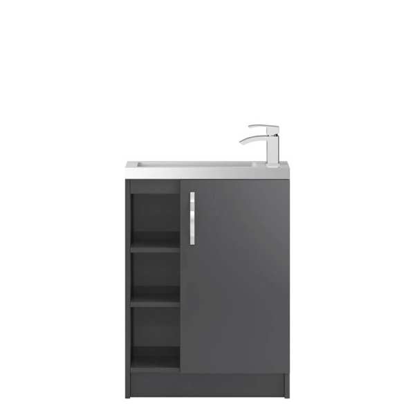 Hudson Reed Apollo Compact Grey Gloss Floor Standing 600mm Cabinet and Basin APL476C