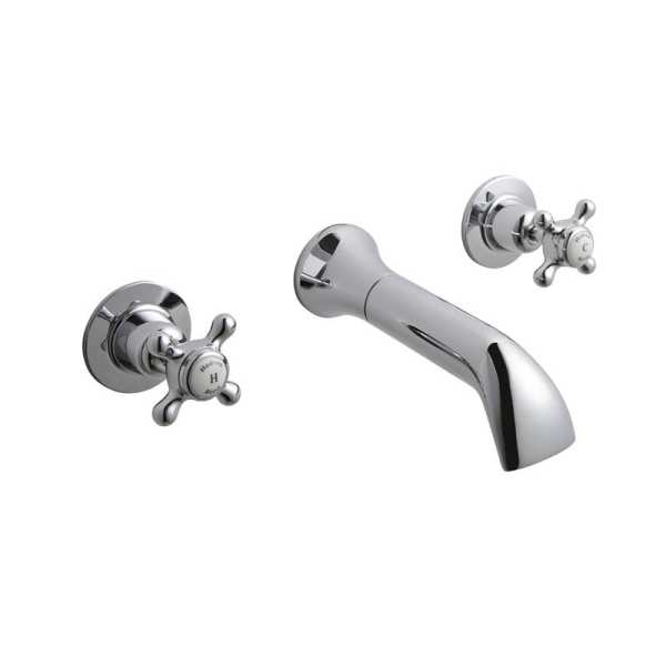 Hudson Reed White Topaz With Crosshead Wall Mounted Bath Spout BC309DX